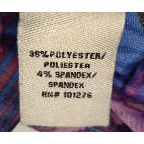 Blue Hawaiian Tank Top Sz 10 ECI New York Vintage Silky Look Floral Tropical 10 - Picture 12 of 12